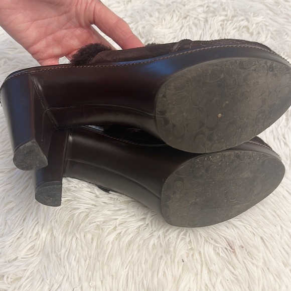VINTAGE Coach Sherling Trim Heel Clogs brown suede women size 10 - Picture 7 of 7